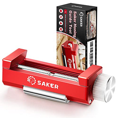 Saker Honing Guide Tool Upgraded - Off-Center Sharpening Holder for Short Woodworking-Chisels and Planes width 0.2-2.55 inches,RED… - style: Red Honing Guide