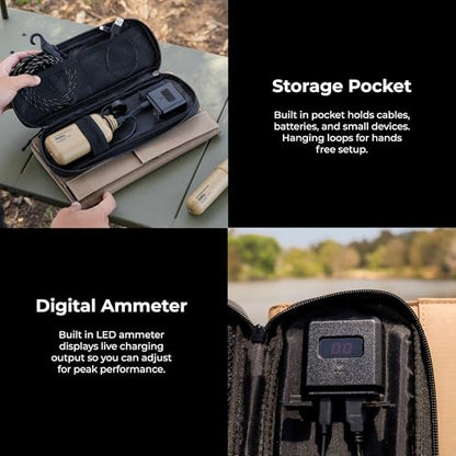 NESTOUT Portable Solar Panel, USB-C and USB-A Ports, 14W Solar Charger for Camping, Water Repellent Ripstop Nylon, Foldable Compact Design, Digital Ammeter, Adjustable Stand, Beige (2 Panel) - color: Beige 2-Panel (Upgraded)
