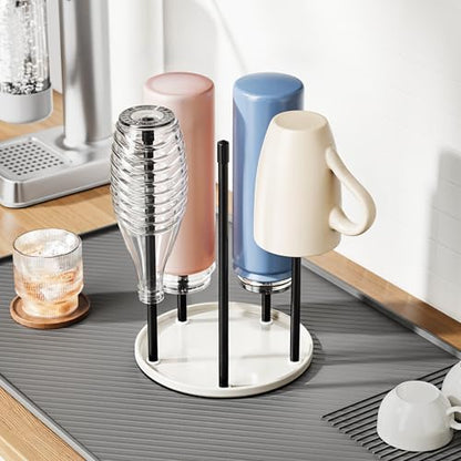 niffgaff Bottle Drying Rack – Ceramic Base Bottle Organizer for Countertop, Baby Bottle Rack, Water Bottle Storage Rack, White - color: White