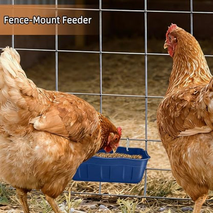 Hanging Chicken Feeders,Duck Feeder Waterer,Small Feed Trough 1.3 Quart 2 Pack,Hanging Fence Feed Trough for Poultry,Blue - color: Blue, size: 1.3 Quart (2 Pack)