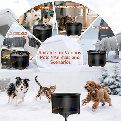 5.5L Heated Water Bowl, Winter Large Heated Dog Bowls for Outside