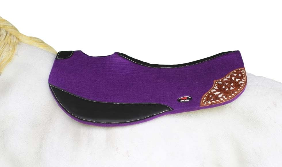 Horse 32" x 32" Western Contoured Wool Felt Barrel Saddle Pad 39223 - color: Purple, size: 32" Spine x 15" Drop