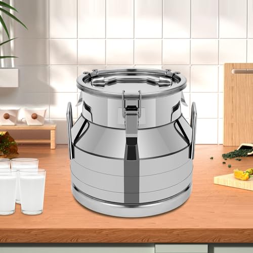 Milk Can Water Jug Coffee Canister Stainless Steel Bucket Milk Jug W/Independent Embedded Silicone Sealed Lid Easy to Use and Clean Storage (12L/3.17 Gallon) - color: 12L/3.17 Gallon