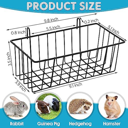 Therwen 4 Pcs Rabbit Hay Feeder Guinea Pig Heavy Duty Metal Frame Hay Rack with Hooks Cage Hanging Holder for Bunny Chinchilla Small Animals Accessories(9.8 x 5.1 x 3.5 Inches) - size: 9.8 x 5.1 x 3.5 Inches