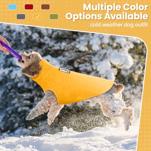 DENTRUN Reversible Dog Winter Coat, Windproof Polar Fleece Reflective Vest - color: Yellow, size: Medium