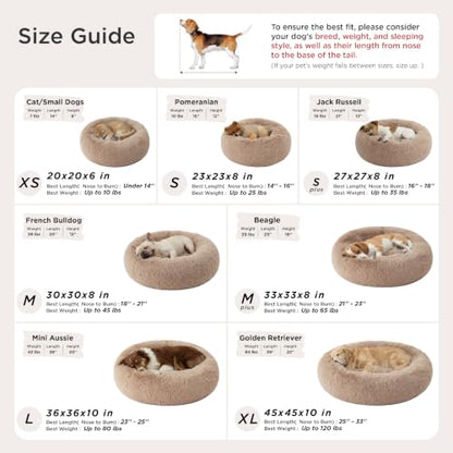 Bedsure Calming Cat Beds Donut Round Washable Kitten Bed,20 inches Darkgrey | Fluffy Faux Fur Cuddler,Machine Washable,Anti-Slip Bottom,Anti-Anxiety,Deep Sleeping for Cats&Small Pets Up to 15 Lbs - color: Dark Grey, size: 20"L x 20"W x 6"Th