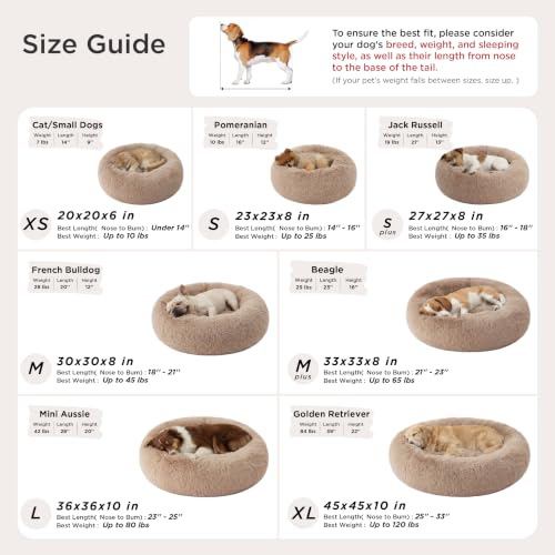 Bedsure Calming Cat Beds Donut Round Washable Kitten Bed,20 inches | Fluffy Faux Fur Cuddler,Anti-Slip Bottom,Anti-Anxiety,Deep Sleeping for Cats&Small Pets Up to 15 Lbs,Pale Grey - color: Pale Grey, size: 20"L x 20"W x 6"Th