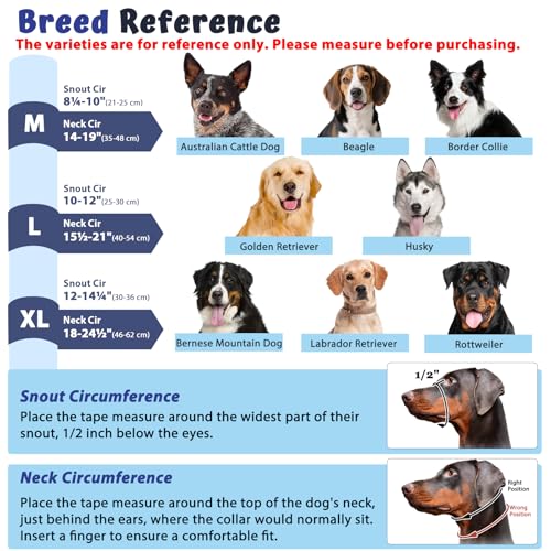 BARKLESS Dog Head Collar, Soft No Pull Head Halter with Safety Link - size: L (Snout 10"-12")