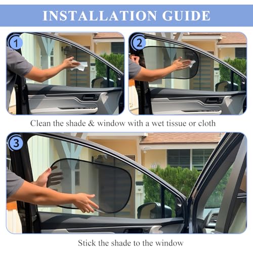 2PCS Car Window Shades for Baby, 21"x14" Cling Car Shades Provide Glare and UV Rays Protection for Your Child, Mesh Sun Shade Blocker Window Screens for Side Windows (Black) - color: Black