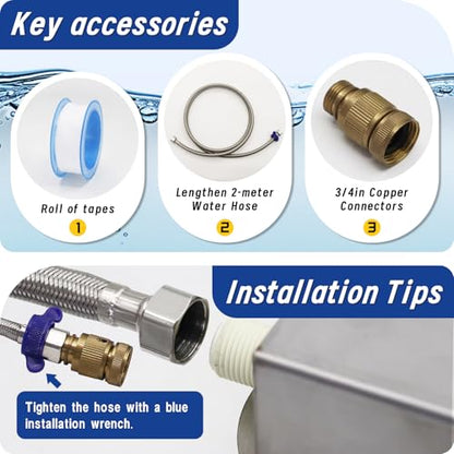 6 Gal Automatic Large Dog Water Dispenser Livestock Water Trough Stainless Steel Waterer Feeder Outdoor Automatic Pet Water Bowl Large Auto Dog Waterer for Big Dogs Cats Chicken Livestock