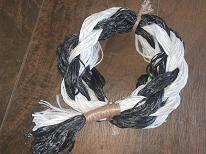 EPT Bull Ropes Adult Saddle Bronc Rein Extra Soft Black & Green Cord on Black & White Mix Poly 6'