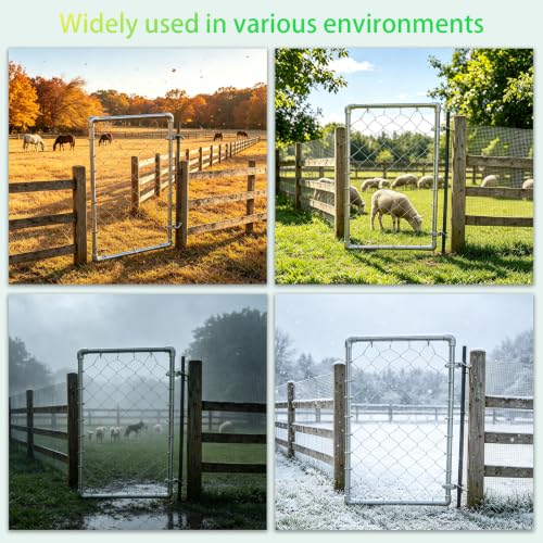 2-Pack T-Post Gate Hinge Kit, 1-5/8" Female Hinges and Hinge Pins, Galvanized Steel, 200° Swing for Chain Link/Metal Gates, Farm & Garden