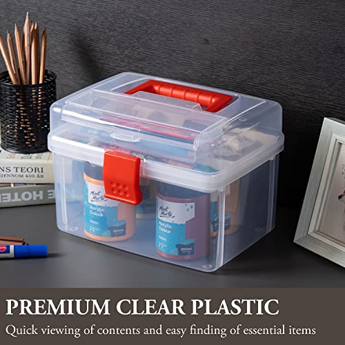 MyGift 10 Inch Clear First Aid Bin with Tray & Quick Access Lid, Red - color: Red