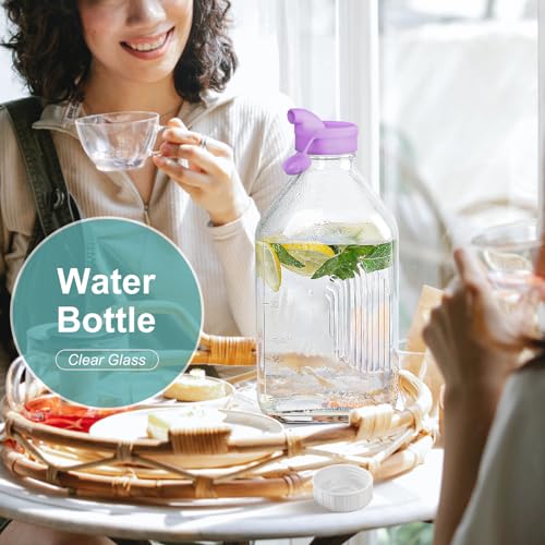 Ritayedet 64 Oz Glass Milk Bottle With Lids, 4 Pack 2 Qt Storage Bottles - style: Milk Bottle-4pack