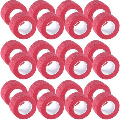 IndigoCase 24 Pack Self Adhesive Bandage Wrap 1 Inch x 5 yd Elastic Tape - color: Red, size: 1 Inch - 24 Pack