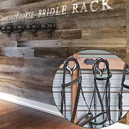 6 Counts Horse Bridle Rack Bracket Hooks Metal Halter Hanger with Tubes and Screws for Horse Barn Supplies, Black