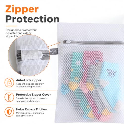 Kimmama Laundry Bags Mesh Wash Bags, Garment Bag for Washing Machine, 1L+1M - color: White, size: 1L(16x20")+1M(12x16")