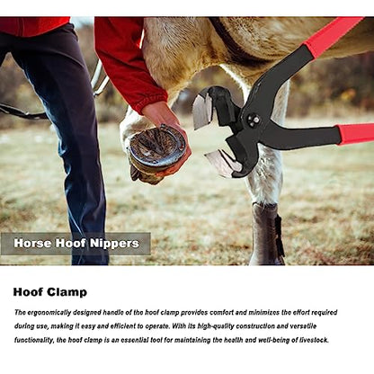 14 Inch Horse Farrier Tool Kits,7 Piece Professional Hoof Trimming Kit with Hoof Nippers, Rasp, Shear Cutter, Hoof Knife, Pick, Gloves, Storage Bag, for Horse Goat Pig Hoof Care - size: 14 Inch