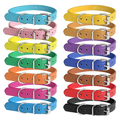 Puppy Collar for Litter Adjustable Leather ID Collars for Puppy Small Dog - size: S(Neck:6''~13'')
