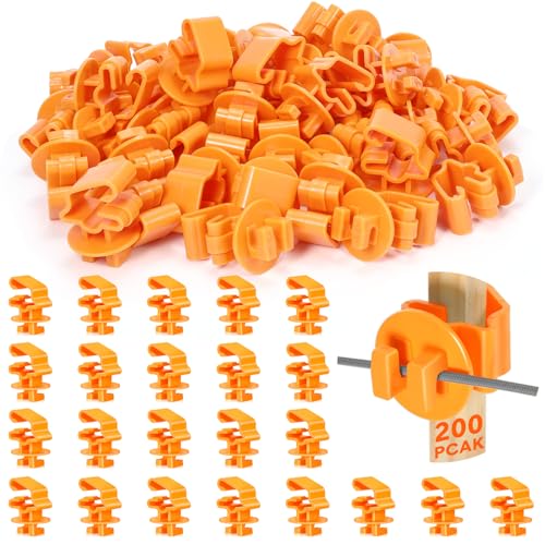 Geiserailie 200 Pcs Orange T Post Insulators Electric Fence Posts Electric Fence Insulators Wire Standard Snug Fitting T Post Clips for Agricultural Ranchers - color: Orange