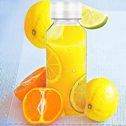 XYSMZM 8 Pcs 4 Oz Juice Bottles Plastic Ginger Shot Bottles with White Lid - size: 4 Ounce