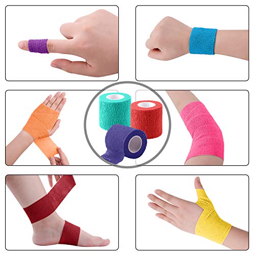 BQTQ 120 Rolls Elastic Adhesive Tape 2 Inch Self Adherent Stretch Bandages - color: Rich Color, size: 2 Inch