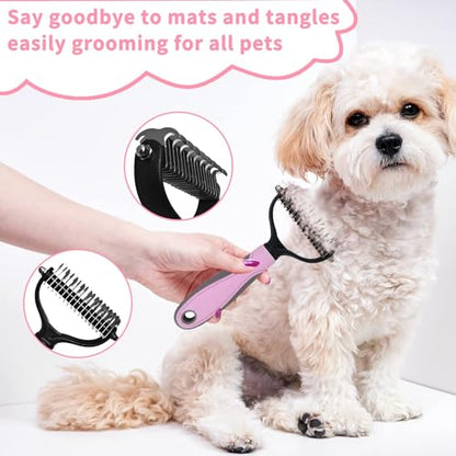 Complete Pet Grooming Solution by Dog - 9PCS Kit with Slicker Brush, Deshedding Tool, and Grooming Comb for All Breeds and Sizes, Promotes Healthy Skin and Coat - color: Pink, size: 10 PCS