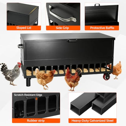 120LBS Heavy-Duty Galvanized Automatic No-Waste Chicken Feeder