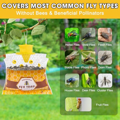 Disposable Hanging Fly Traps Outdoor Bags with Dissolvable Bait-4 Pack - size: 4 Packs