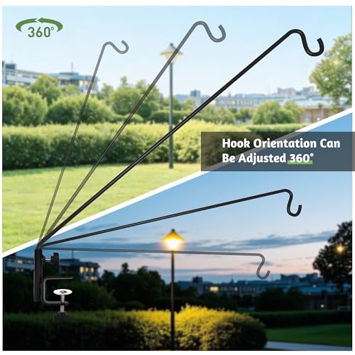 ERYTLLY Extended Reach Deck Hook Wall Pole Wall Mounted Deck Hook Extensible and 43 inch Wall Bracket for Hanging Bird Feeder,Plants,Wind Chimes,Lanterns 2 Packs - size: Deck Hook - Adjustable Length - 2 Packs