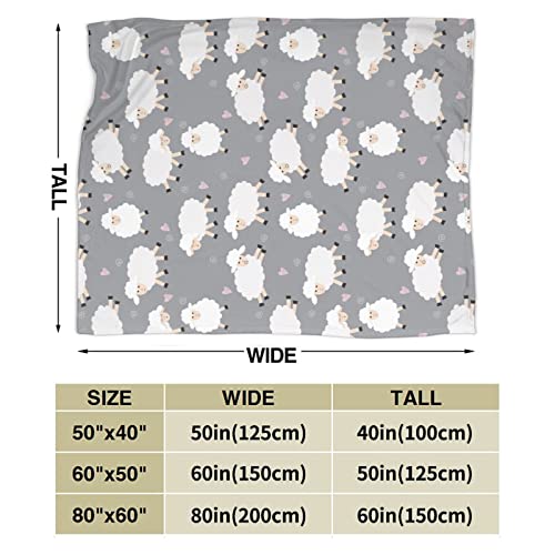 Fleece Blanket Cute Sheep Lightweight Ultra-Soft Micro Throw Blanket for Sofa Couch Bed Camping Travel - Super Soft Cozy Microfiber Blanket 50"X40" - color: Sheep (Grey), size: 50"x40"