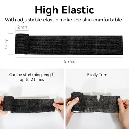 Self Adhesive Bandage Wrap,Bandage Tape,Medical Tape,Vet Tape - color: Black, size: 3inch*8rolls