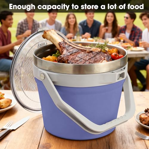 COKTIK 7L Vacuum Insulated Ice Bucket with Lid and Scoop& Tongs，Large capacity Stainless Steel Beverage Bucket for Cocktail, Champagne, Wine, Beer，Large Parties（Purple Suit） - color: Purple Suit