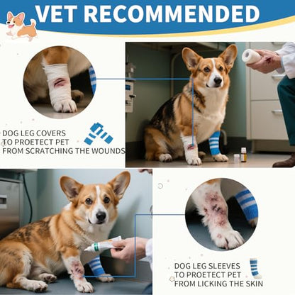 4 PCS Dog Elbow Protect Knit to Help Reducing Licking Scratching Elbow - color: BlueStripe, size: S-Leg Girth: 2.04in
