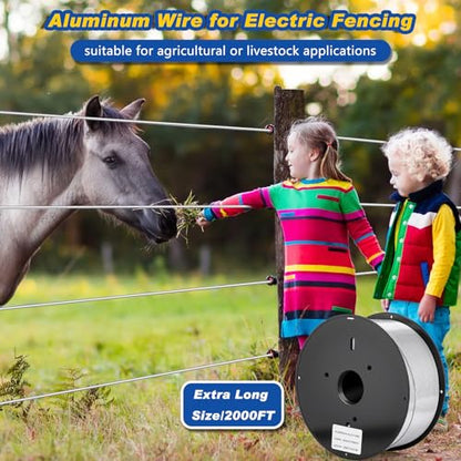 Gisafai 2000 ft 14 Gauge Aluminum Wire for Electric Fencing - size: 2000 ft 14 Gauge