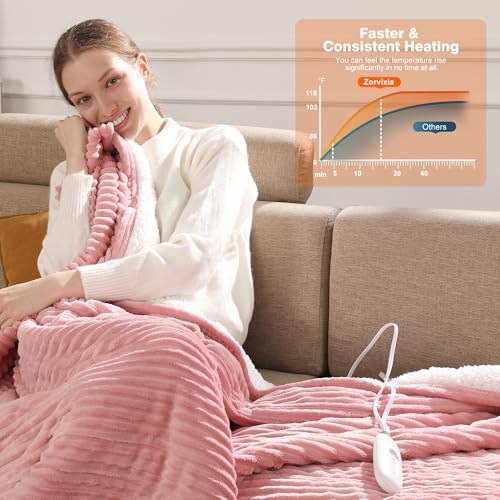 Electric Throw Blanket Heated Throw Blanket Pink Heated Blanket 50''X60'' - color: Dusty Rose, size: Throw(50"x60")