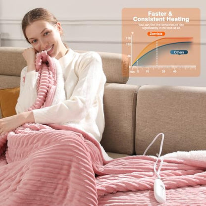 Pink Heated Blanket Full Size Electric Blanket Full 72X84 Machine Washable - color: Dusty Rose, size: Full(72"x84")