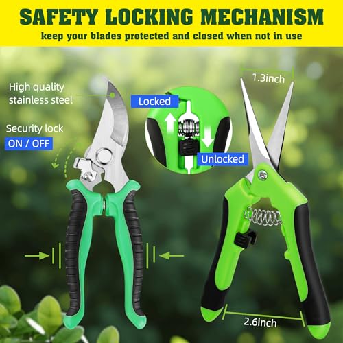 EWPJDK 4 Pack Garden Pruning Shears Scissors Clippers Stainless Steel - color: Multi-color