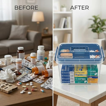 Pulseplay Clear Medicine Storage Box with Handle Blue - color: Blue