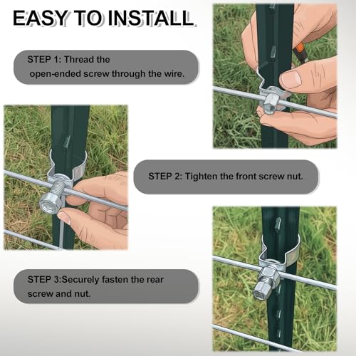 MorningRo 12 Pack Livestock Panel T-Post Connector T-Post Adapter Reusable Zinc-Plated Steel for Farm Trellis Building Fits Standard Wire Panels Holds for Farm Fence Repairs Expansions