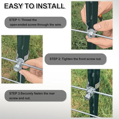 MorningRo 12 Pack Livestock Panel T-Post Connector T-Post Adapter Reusable Zinc-Plated Steel for Farm Trellis Building Fits Standard Wire Panels Holds for Farm Fence Repairs Expansions