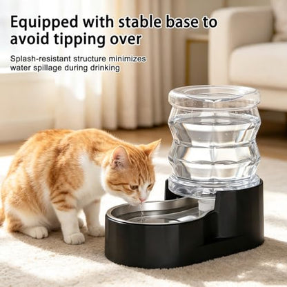 RIZZARI 4L Gravity Cat Water Dispenser:Spill Resistant for Apartments - color: Jet Black, size: 4L