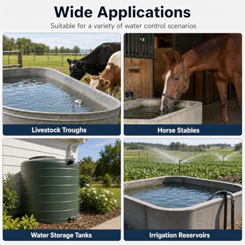 Stainless Steel Float Valve, 3/4" NPT Automatic Water Level Control Valve with 6" Float Ball, Adjustable Rod for Livestock Trough, Stock Tank, Water Tank, Pond, Farm Ranch Cattle Horse Goat