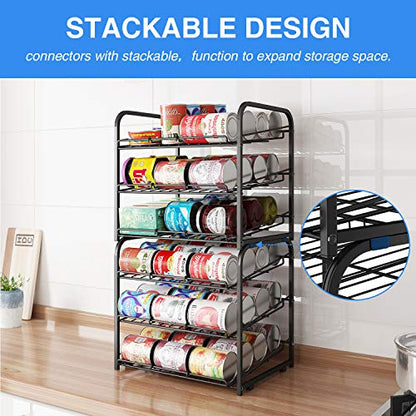 Can Rack Organizer,3 Tier Stackable Can Storage Dispenser,Black - color: Black
