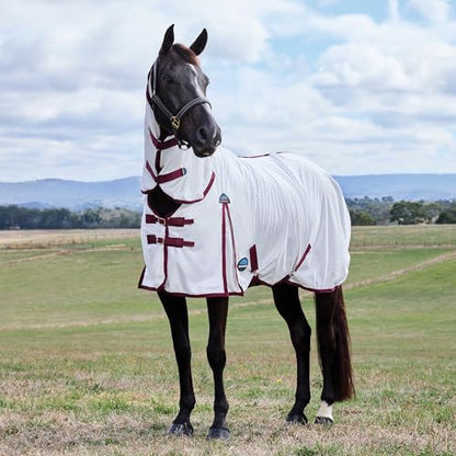 WeatherBeeta ComFiTec Essential Fly Sheet Combo, White/Burgundy, 87" - color: White/Burgundy, size: 87"