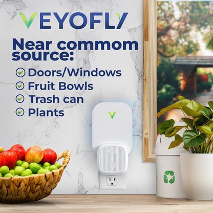 VEYOFLY Fruit Fly Traps Indoor Plug-in UV, Gnat Trap, 2 Device + 4 Refills - color: White, size: 2 Devices + 4 Refills
