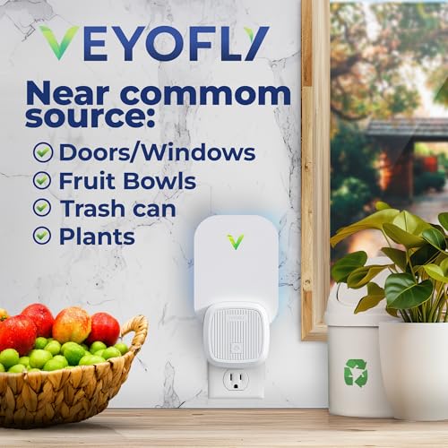 VEYOFLY Fruit Fly Traps Indoor Plug-in UV, Gnat Trap, 1 Device + 2 Refills - color: White, size: 1 Device + 2 Refills