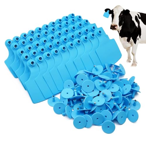 4.1" L×3.5" W Cattle Ear Tags Big Blank 100PCS Livestock Identification TPU - color: 5-blue