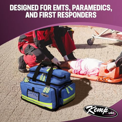 Kemp USA Large Trauma EMS Bag Royal Blue 600D Nylon EMT Medical Kit Bag