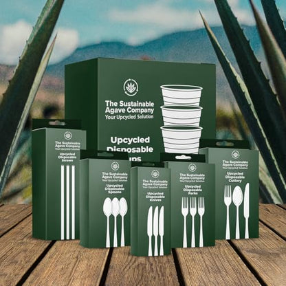 Sustainable Agave Co - Agave Fiber Forks - 24 Count - Plant-Based, Made With Upcycled Materials - Brown, Bulk